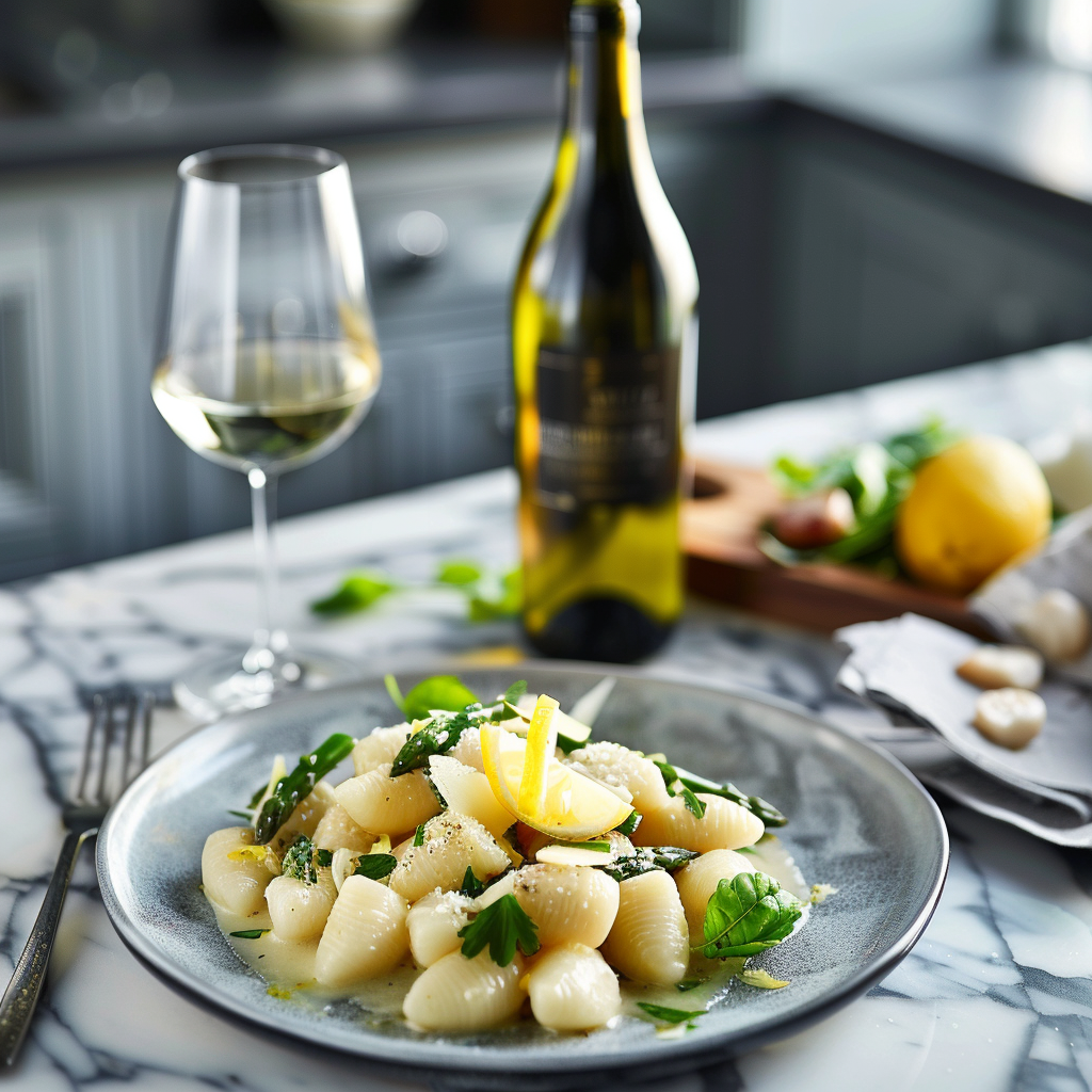 Gnocchi mit weißem Spargel und Meeretich-Zitronen-Rahmsauce